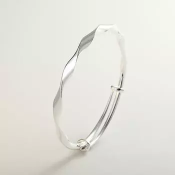 Браслет из стерлингового серебра S999, женский браслет с кольцом Мебиуса, простой и молодой, однотонный, с гладким лицом, браслет в подарок для подруги Adjustable size
