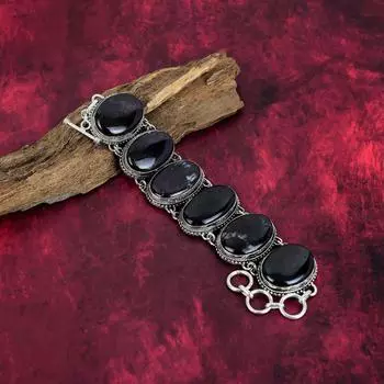 Браслет из сугилита, ювелирные изделия из цельного серебра 925 пробы с драгоценными камнями, браслет ручной работы на День матери Adjustable With 8 Inches чёрный