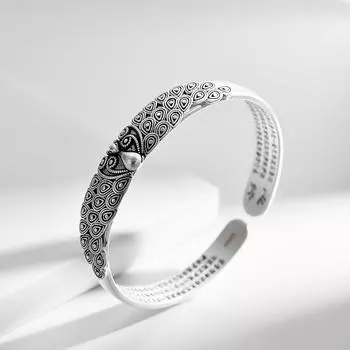 Браслет из Священных Писаний вдовствующей императрицы, браслет «Сутра павлиньего сердца», персонализированный браслет в стиле ретро, серебряные украшения, подарок на день рождения Adjustable size