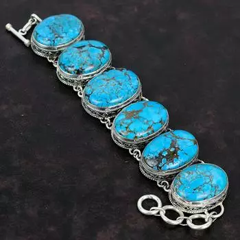 Браслет из тибетской бирюзы, серебряный браслет 925 пробы, регулируемый браслет-цепочка, винтажный браслет, ювелирные изделия ручной работы, браслет с драгоценными камнями, подарки для женщин