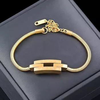 Браслет из титана и титановой стали, римский цифровой полый квадратный браслет