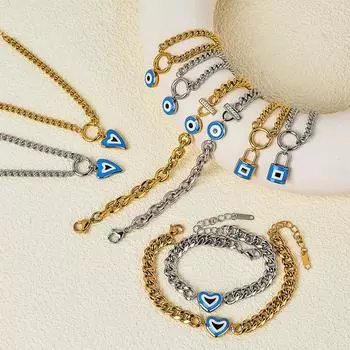 Браслет из титана и титановой стали с капающим процессом, голубые глаза, не выцветают, цветные украшения