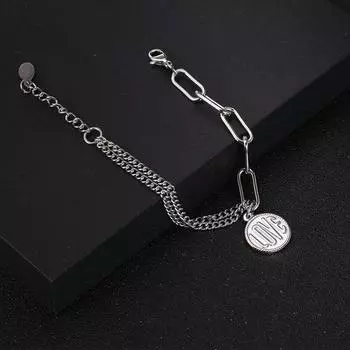 Браслет из титановой стали для мужчин, браслет двойной личности, европейско-американский стиль, женский браслет с монетами и любовью 17cm