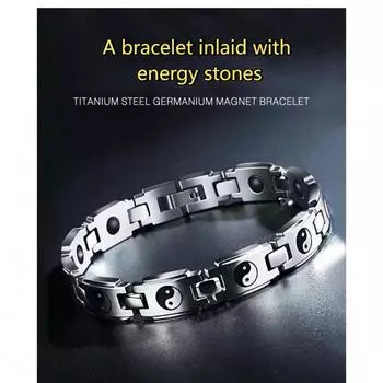 Браслет из титановой стали для мужчин Tai Chi Bagua, модный цвет, универсальный, простой, антирадиационный и антиусталостный браслет 18CM серебряный