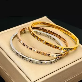 Браслет из титановой стали, модный индивидуальный римский персонаж, браслет не выцветает, простой женский браслет, аксессуары для мужчин золотой