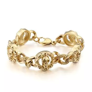 Браслет из титановой стали Модный ретро браслет из титановой стали с черепом Мужской