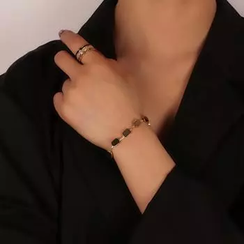 Браслет из титановой стали, модный универсальный квадратный браслет, новые аксессуары для девочек серебряный