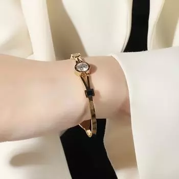 Браслет из титановой стали с бриллиантом, женский легкий роскошный нишевый стиль, простой браслет 6.0cm