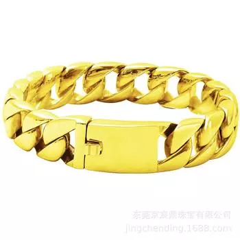 Браслет из титановой стали шириной 15 мм, браслет из титановой стали, модный браслет в корейском стиле, креативный простой браслет-кубинская цепь, мужской браслет