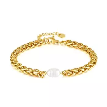 Браслет из титановой стали, светильник, роскошный дизайн, цепочка из нержавеющей стали, натуральный пресноводный жемчуг