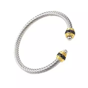 Браслет из титановой стали, женские черные агатовые бусины, золотые украшения