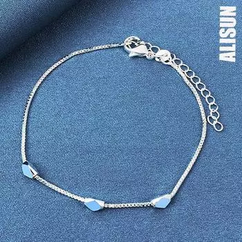 Браслет из трех бусин из стерлингового серебра 925 пробы с цепочкой из коробки, модные свадебные украшения 20CM