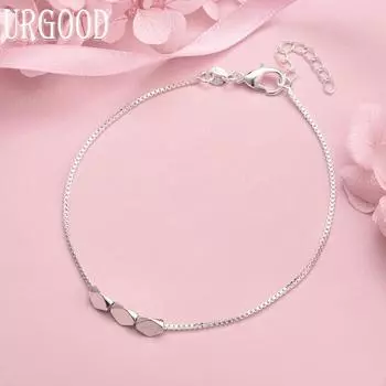 Браслет из трех бусин из стерлингового серебра 925 пробы с цепочкой из коробки, модные свадебные украшения 20CM