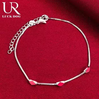 Браслет из трех бусин из стерлингового серебра 925 пробы с цепочкой из коробки, модные свадебные украшения 20CM