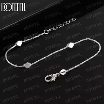 Браслет из трех бусин из стерлингового серебра 925 пробы с цепочкой из коробки, модные свадебные украшения 20CM