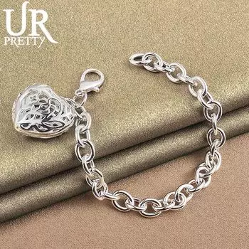 Браслет из трех бусин из стерлингового серебра 925 пробы с цепочкой из коробки, модные свадебные украшения 20CM