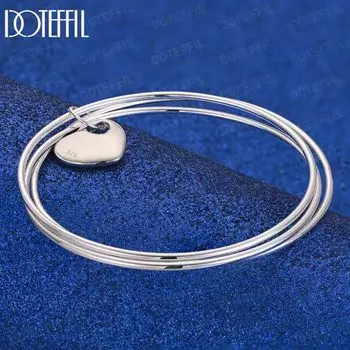 Браслет из трех колец из стерлингового серебра 925 пробы с сердцем, модные свадебные украшения 77MM