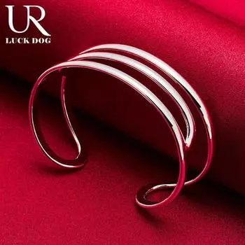 Браслет из трех проволок из стерлингового серебра 925 пробы, модные свадебные украшения 65MM