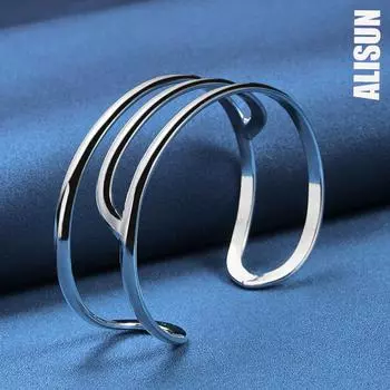 Браслет из трех проволок из стерлингового серебра 925 пробы, модные свадебные украшения 65MM