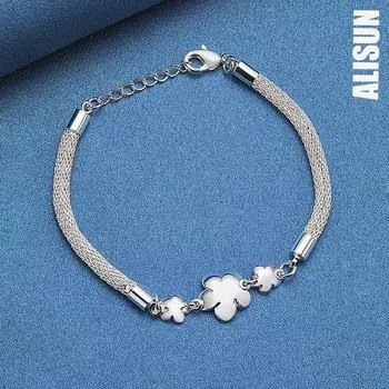 Браслет из тройной розы в виде цветка сливы из стерлингового серебра 925 пробы, модные свадебные украшения 20CM