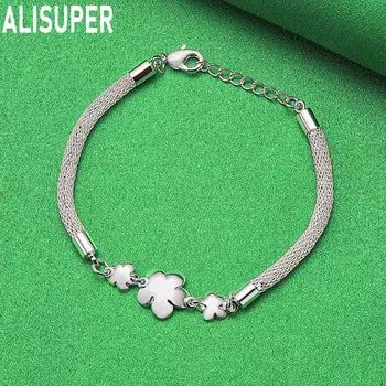 Браслет из тройной розы в виде цветка сливы из стерлингового серебра 925 пробы, модные свадебные украшения 20CM