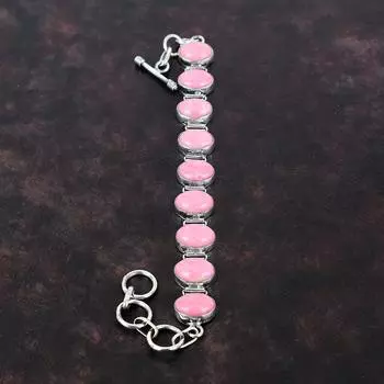 Браслет из тулита, ювелирные изделия ручной работы из камня, браслет из настоящего драгоценного камня, браслет из стерлингового серебра 925 пробы, регулируемый браслет-цепочка, подарок для женщин Adjustable