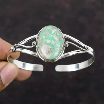 Браслет из варисцита, ювелирные изделия из натуральных драгоценных камней, стерлинговое серебро 925 пробы, браслет-манжета, регулируемый браслет, элегантный браслет-манжета ручной работы, подарок для мамы