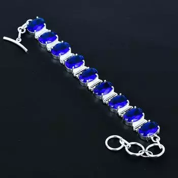 Браслет из зеленого аметиста Браслет из стерлингового серебра 925 пробы Браслет с регулируемой цепочкой Браслет ручной работы Браслет в стиле бохо Ювелирные изделия с зеленым аметистом Подарки для жены 8 синий