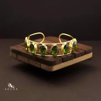 Браслет из зеленого оникса/Золотой браслет/Камень декабря/Ювелирные изделия из оникса/Регулируемый браслет 14.05mm-22.33mm зелёный