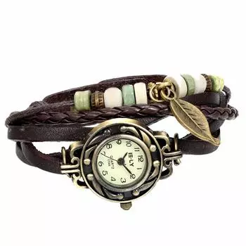 Браслет JewelryWe Watch из кожи в античном стиле, плетеный