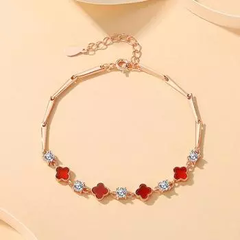 Браслет Jin Hongyu из чистого серебра 999 с клевером, интернет-знаменитость, корейское издание, минималистичный бамбуковый браслет из лесной серии Adjustable size