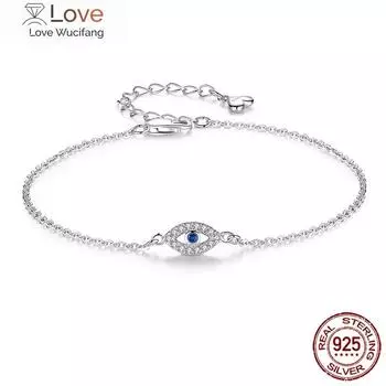 Браслет KALETINE Lucky Evil Eye, браслеты из стерлингового серебра 925 пробы для женщин, синий камень CZ, Турция, регулируемые мужские украшения KLTB099 Adjustable to 20CM