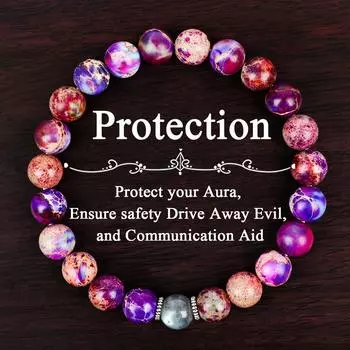 Браслет Камень океанических отложений и натуральный лунный камень. Тема защиты