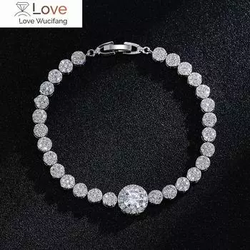 Браслет классической серии Emmaya с круглыми цирконами ААА для женщин Inegnious Jewelry Fashion Statement Party Shiny Dress-Up белого золота