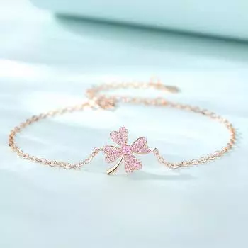 Браслет-клевер из стерлингового серебра S925 с бриллиантами, женский, корейский стиль, простые модные и универсальные аксессуары 925