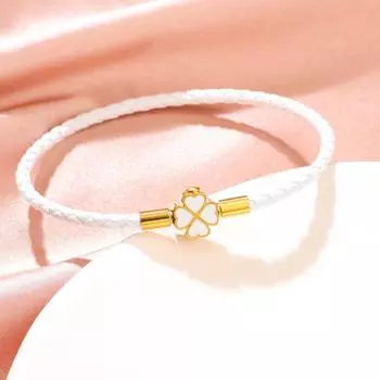 Браслет-клевер на удачу для женщин, браслет из натуральной плетеной кожи, 6 цветов, украшение для вечеринки по случаю дня рождения, рождественские подарки белый