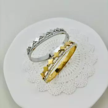 Браслет клевера из титановой стали с бриллиантами, двухслойный браслет клевера с вакуумной гальванизацией, простой и легкий роскошный наконечник