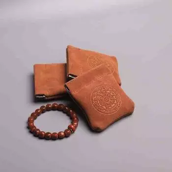Браслет Кольца Кожаный держатель для ювелирных изделий Сумка из коровьей кожи Квадратный кошелек для монет Сумка для хранения ювелирных изделий Пылезащитная коричневый
