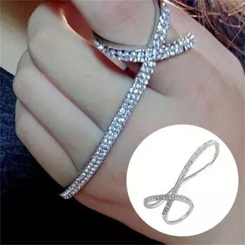 Браслет-кольцо на палец, простой стиль, универсальные ювелирные изделия, блестящее кольцо со стразами на ладонь и крестик для