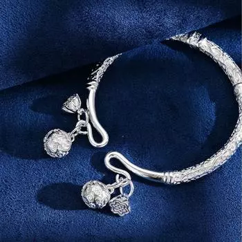 Браслет-кольцо Step By Step Новый браслет с двойным дворцовым колокольчиком Step By Step Think Белый медный серебряный браслет Ювелирные изделия Подарок на день рождения Adjustable size