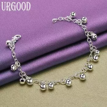 Браслет-колокольчик из стерлингового серебра 925 пробы, подарочные модные украшения 20cm