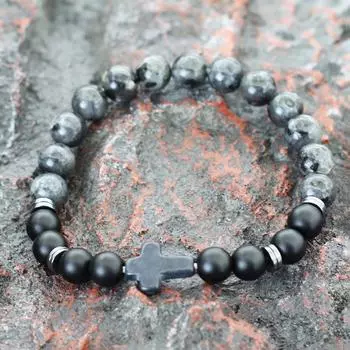 Браслет-крест из натурального гематита и бирюзы для мужчин и женщин с тигровым глазом, бисерный браслет для йоги, круг для рук, пара, ювелирные изделия, подарок, браслет