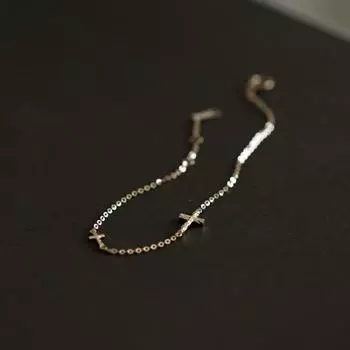 Браслет-крест женский тонкий простой особый дизайн изысканный ручная работа корейский стиль Ins 925