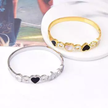 Браслет круглый, с бриллиантами, открытый браслет из титановой стали, водонепроницаемые и устойчивые к поту ювелирные изделия, сохраняющие цвет