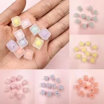 Браслет квадратный свободный бисер цепочка для мобильного телефона матовый DIY ювелирные аксессуары акриловые модные материалы ручной работы 10 шт 10 мм разноцветный