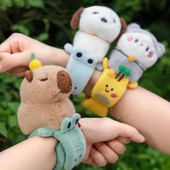 Браслет-лента Capybara Slap с рисунком животных из мультфильмов, собак и кошек, легко защелкивающийся браслет коричневый