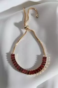 Браслет Лифт водного пути с красным камнем-багетом золотого цвета