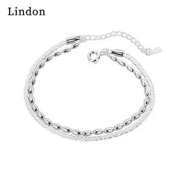 Браслет Lindon, ювелирные изделия, геометрические бусины, браслеты-цепочки, модный тонкий свадебный подарок для женщин и подруг серебряный