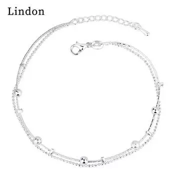 Браслет Lindon, ювелирные изделия, геометрические бусины, браслеты-цепочки, модный тонкий свадебный подарок для женщин и подруг серебряный