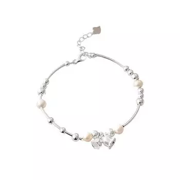 Браслет Linglan с цветочным жемчугом, женское чистое серебро, маленький и популярный корейский дизайн, браслет из бисера, сломанная серия Forest Adjustable size